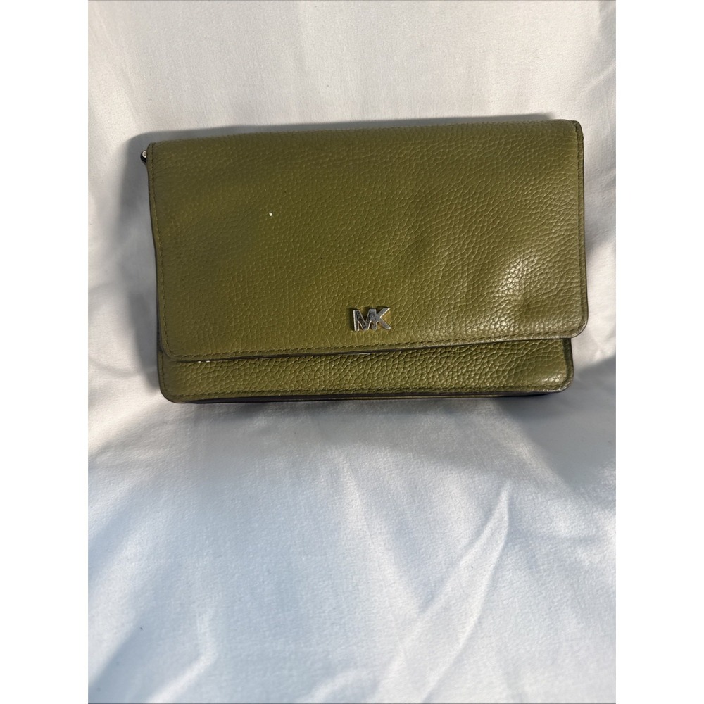 Michael Michael Kors Mini Leather Crossbody Bag Light Sage Silver